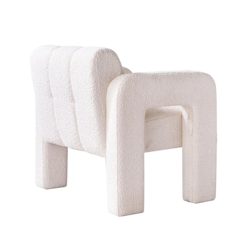 Boucle Upholstered Accent Chair with Solid Wood Frame for Living Room