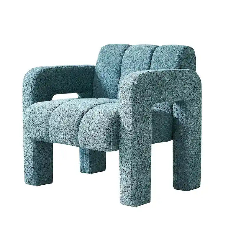 Boucle Upholstered Accent Chair with Solid Wood Frame for Living Room