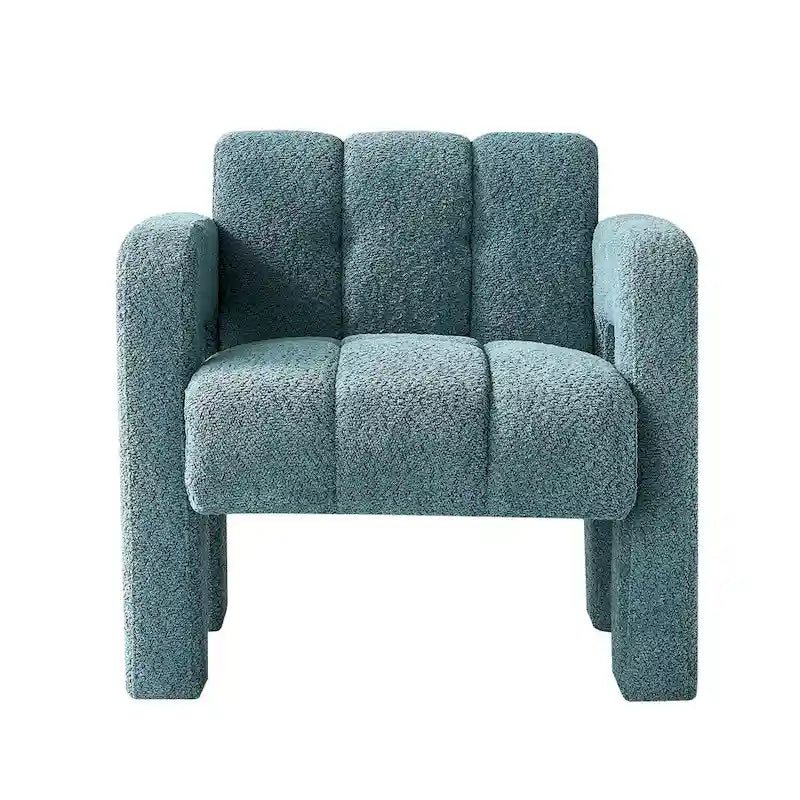 Boucle Upholstered Accent Chair with Solid Wood Frame for Living Room
