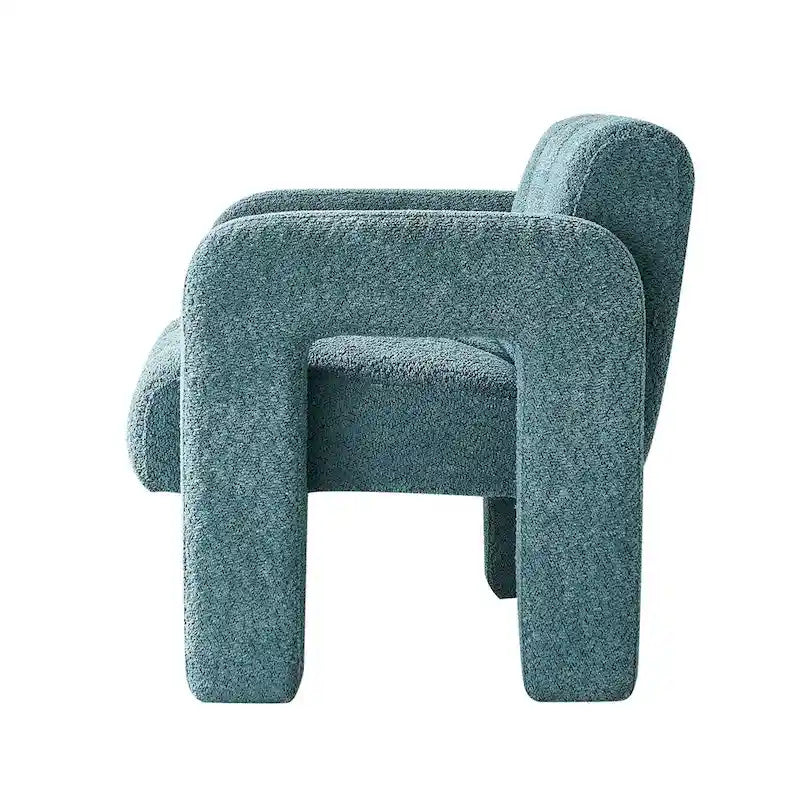 Boucle Upholstered Accent Chair with Solid Wood Frame for Living Room