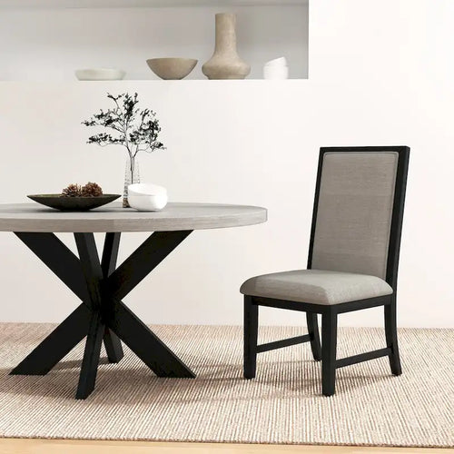 Table à manger ronde de 48-Inch avec piètement entrecroisé et finition bicolore