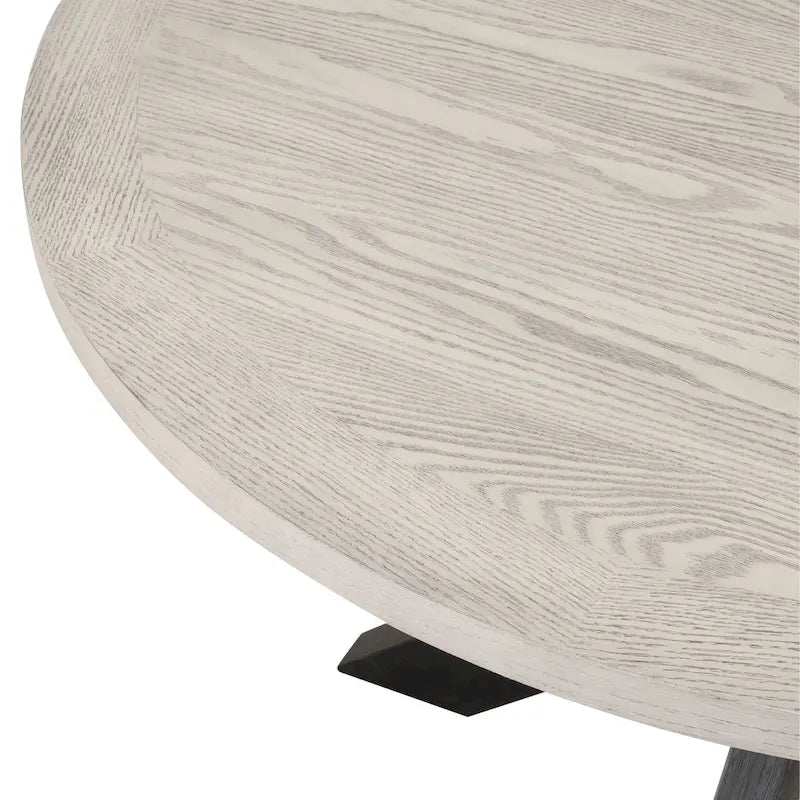 48-Inch Round Dining Table with Criss-Cross Base and Two-Tone Finish