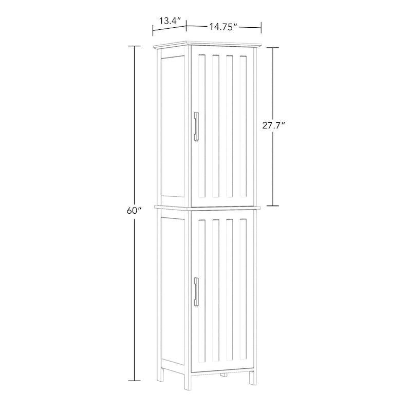 Tall Bathroom Storage Cabinet with Soft-Close Doors and Adjustable Shelves