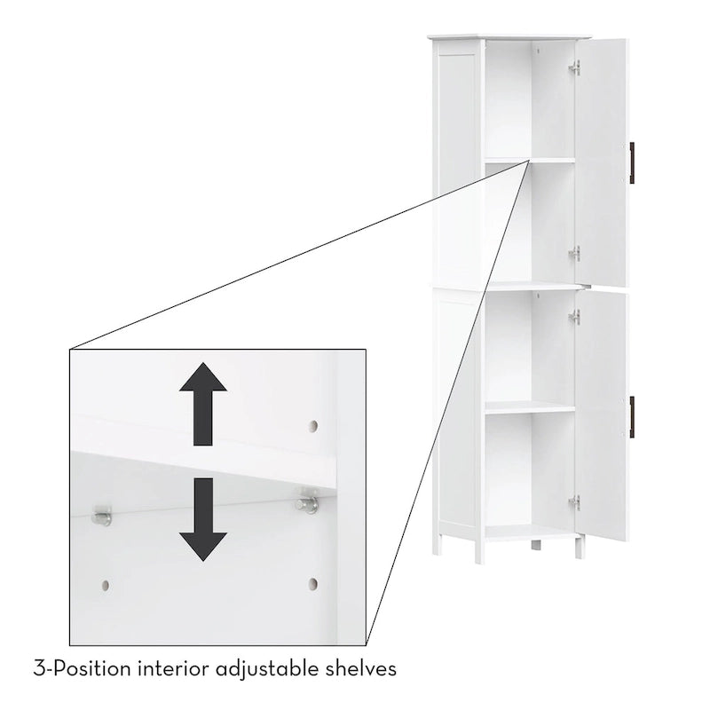 Tall Bathroom Storage Cabinet with Soft-Close Doors and Adjustable Shelves