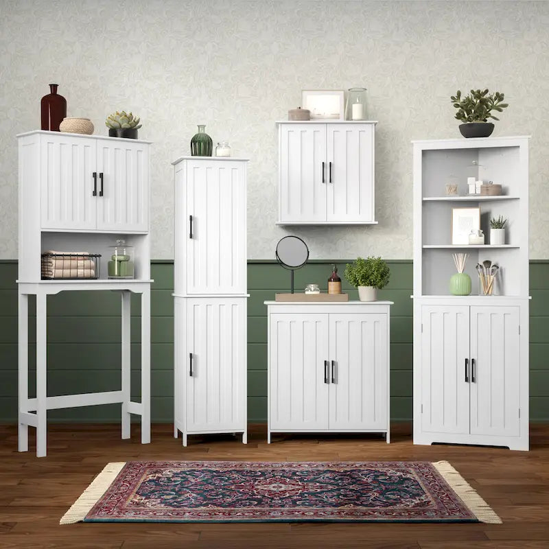 Tall Bathroom Storage Cabinet with Soft-Close Doors and Adjustable Shelves