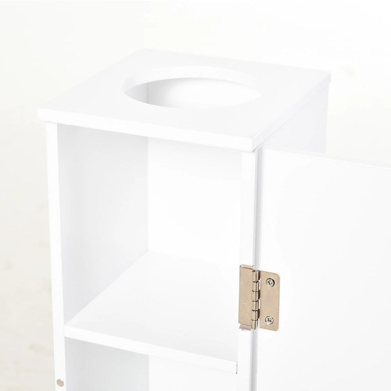 Corner Bathroom Storage Cabinet with Doors, Shelves and Tissue Opening — White