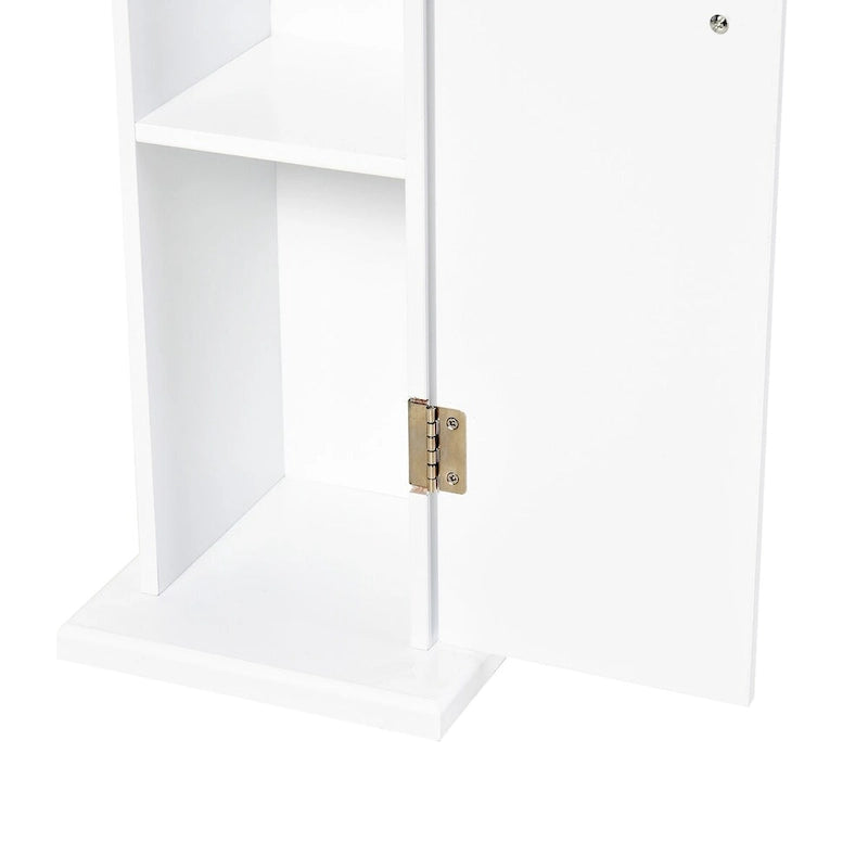 Corner Bathroom Storage Cabinet with Doors, Shelves and Tissue Opening — White