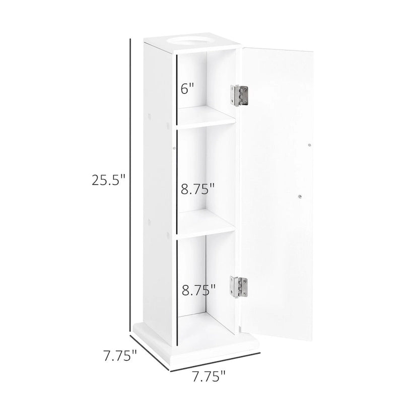 Corner Bathroom Storage Cabinet with Doors, Shelves and Tissue Opening — White