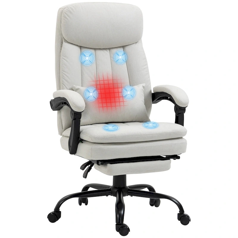 Executive Massage Reclining Office Chair with Lumbar Heat & Footrest