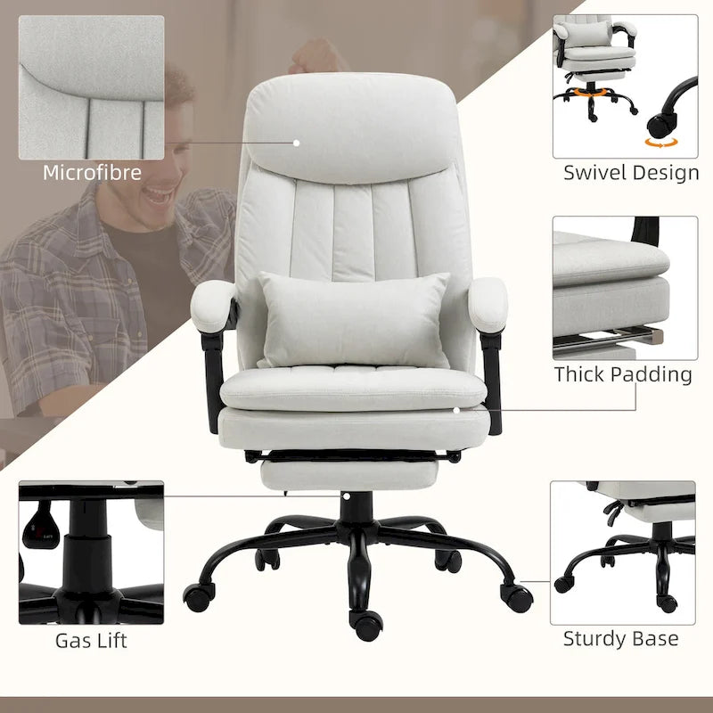 Executive Massage Reclining Office Chair with Lumbar Heat & Footrest