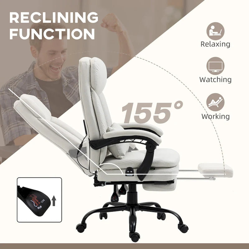 Executive Massage Reclining Office Chair with Lumbar Heat & Footrest