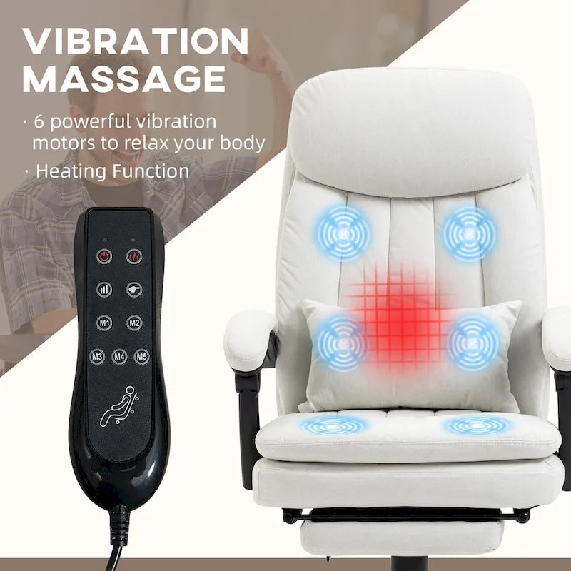 Executive Massage Reclining Office Chair with Lumbar Heat & Footrest