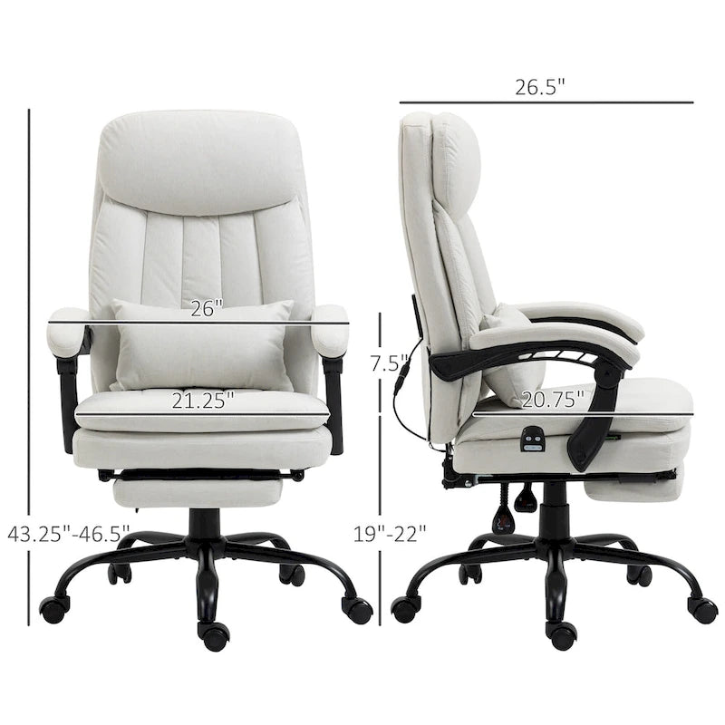 Executive Massage Reclining Office Chair with Lumbar Heat & Footrest