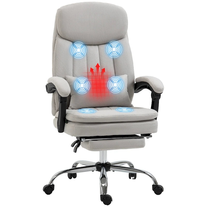 Executive Massage Reclining Office Chair with Lumbar Heat & Footrest