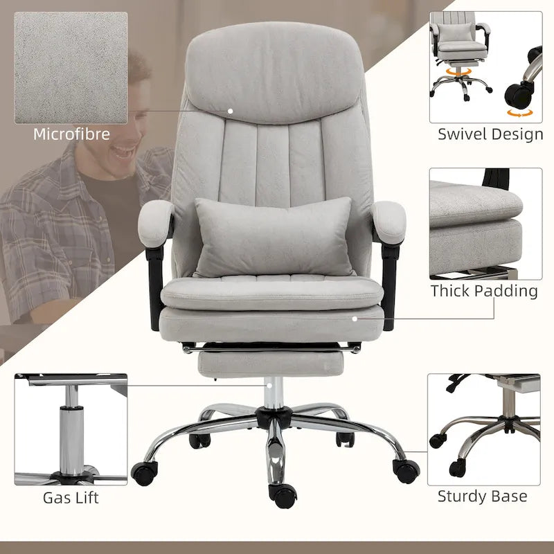Executive Massage Reclining Office Chair with Lumbar Heat & Footrest