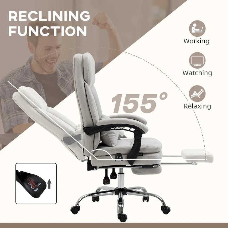 Executive Massage Reclining Office Chair with Lumbar Heat & Footrest