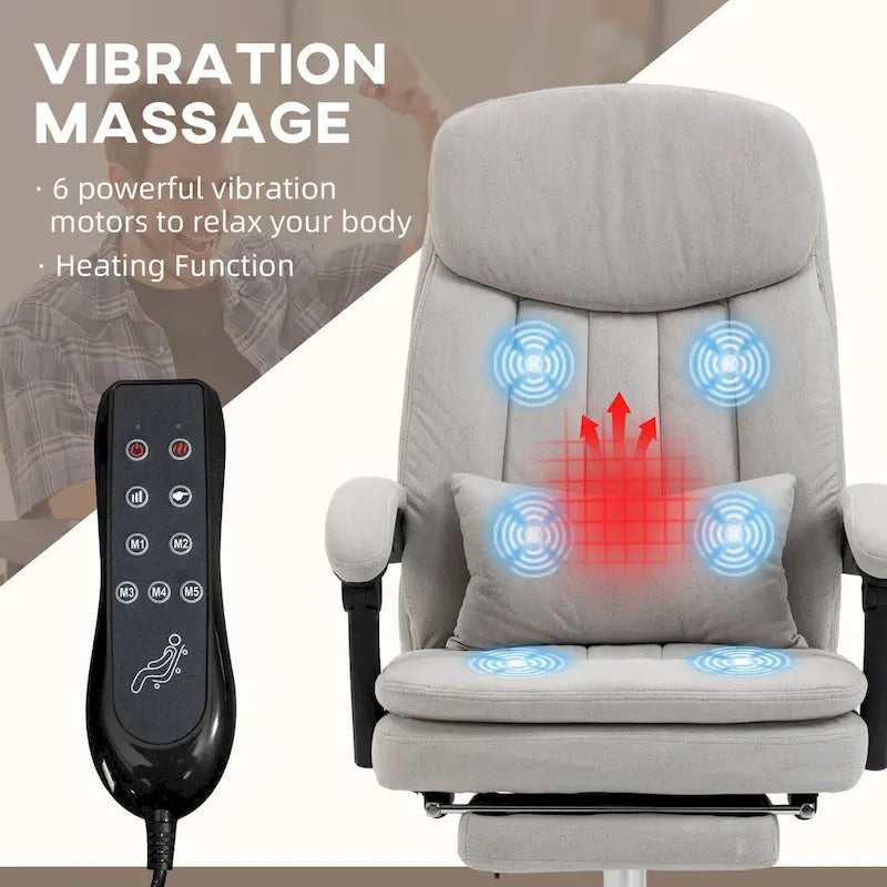 Executive Massage Reclining Office Chair with Lumbar Heat & Footrest