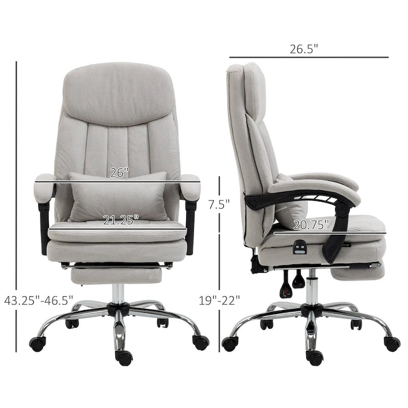 Executive Massage Reclining Office Chair with Lumbar Heat & Footrest