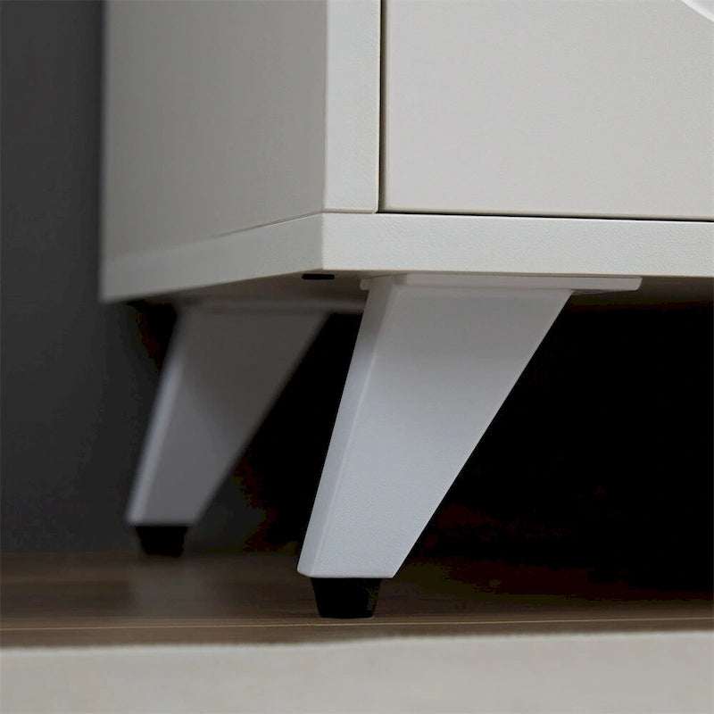 4-Door Sideboard Buffet Cabinet with Water Ripple Design, Removable Shelves in White and Gold
