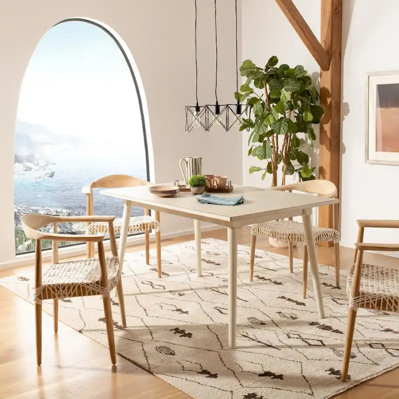 55-Inch Rectangular Dining Table with Classic Warm Finish for 4 to 6